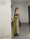 SWAYING 24 Autumn and Winter Wrap-around Wool A-line Skirt SW-SW24AW3B09-LV Green SW24AW3B09 SW24AW3B08